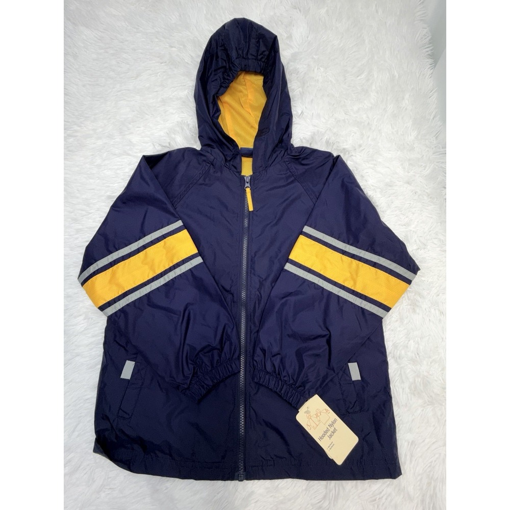 Cherokee Boys 7/8 Hooded Nylon Jacket Size Medium M Blue Yellow NWT
